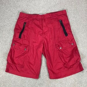 Decibel Cargo Shorts Mens XL Size 40 Red Zip Pocket Streetwear Relaxed Teactical